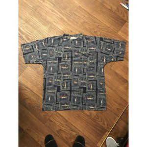 Vintage 90s Wear To Fish All Over Pocket Fish